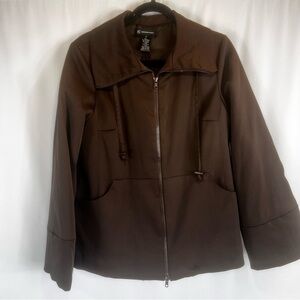 Women's INC International Concepts Brown Zip Up Jacket, Pockets Sz:S
